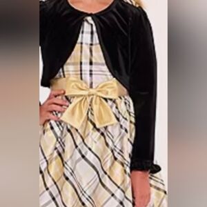 NWT 8 o 10 Bonnie Jean Gold plaid christmas holiday New years purse dress jacket